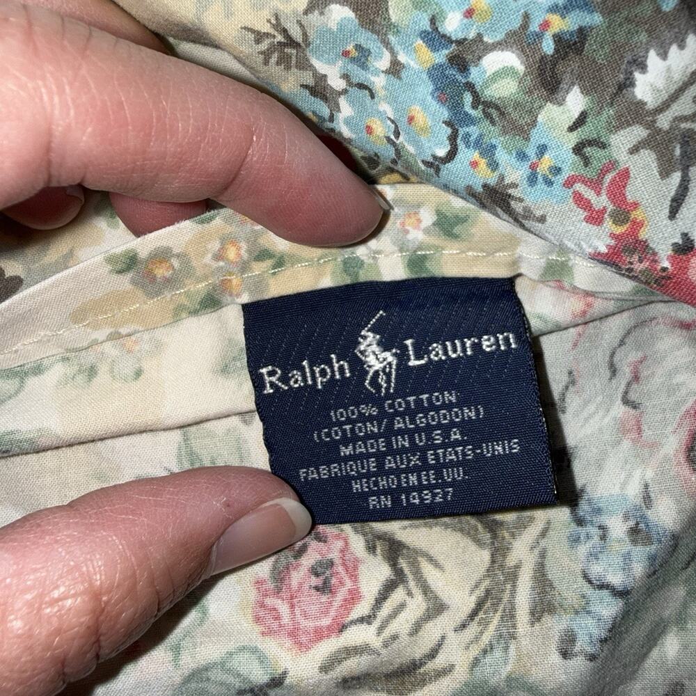 Ralph Lauren Vintage 90s Brittany Multi Floral Queen Flat Sheet Cotton - Picture 4 of 5